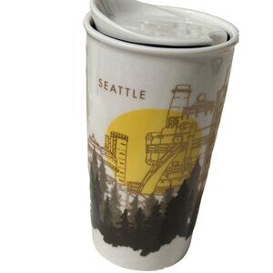 Starbucks Seattle Ceramic Travel Mug With Lid 12 Fl Oz 2015 Limited‎ Edition